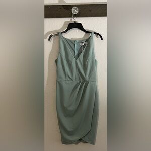Manydress Sage Green V-Neck Mini Spaghetti Strap Wrap Dress Small NWT